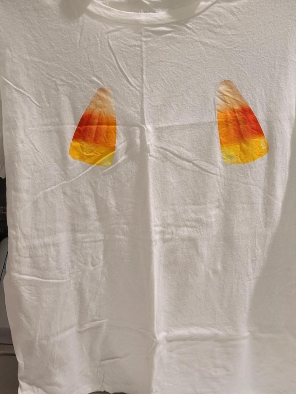 PINK Victoria's Secret White Tee with Candy Corn Graphic